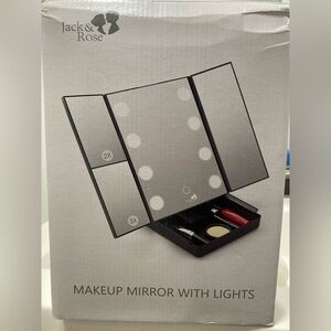 New in Box Tri-Fold Makeup Mirror with LED Lights